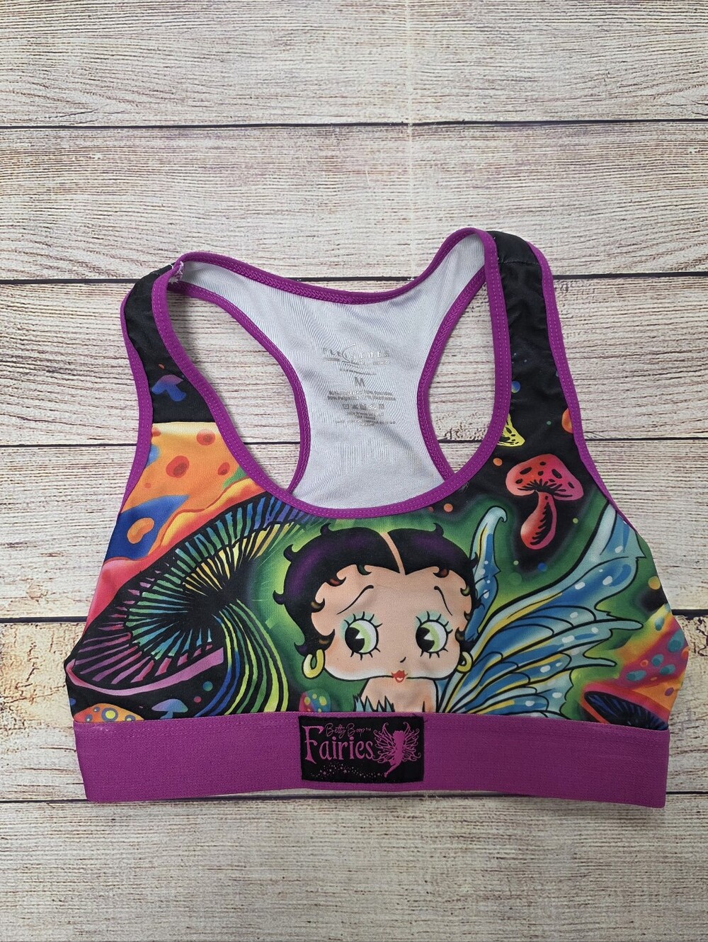 Betty Boop Fairies Colorful Bralette Purple Trim‎ Size Medium